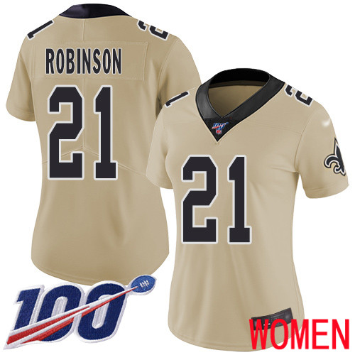 New Orleans Saints Limited Gold Women Patrick Robinson Jersey NFL Football #21 100th Season Inverted Legend Jersey->youth nfl jersey->Youth Jersey